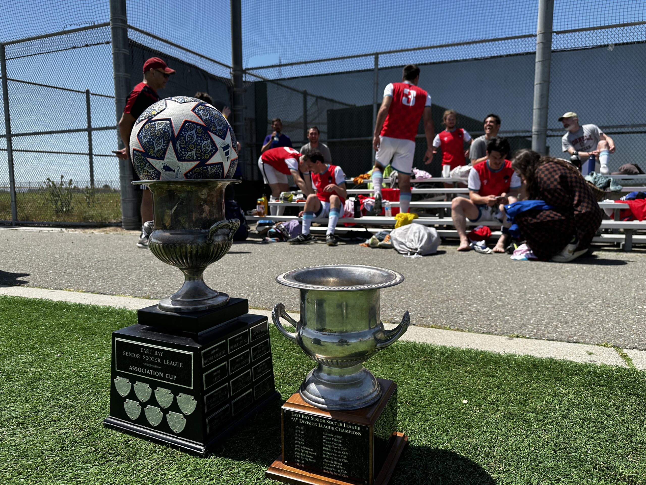 Our Over-48 side with medals and the King Cup trophy in Las Vegas